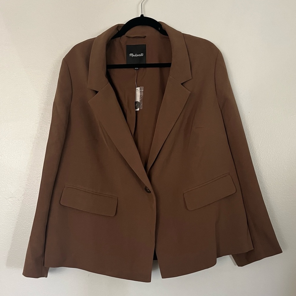 MADEWELL DORSET CROP BLAZER IN CREPE